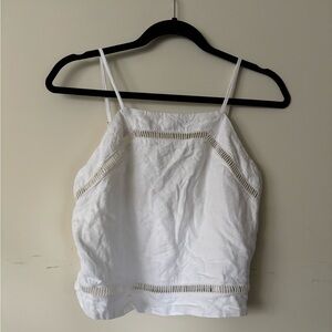 Abercrombie Linen-Blend Ladder-Trim Halter Top